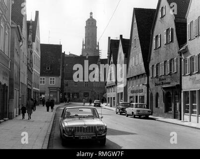 View of the historic city of Noerdlingen and the church tower of St. George's Church, called 'Daniel'. (Undated photo). Stock Photo