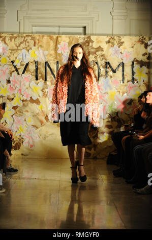 A model seen during the catwalk, fashion show for Designer Vin & Omi at the Liverpool Street in London. Stock Photo