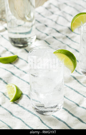 Alcoholic Tequila And Soda Water with Lime Stock Photo