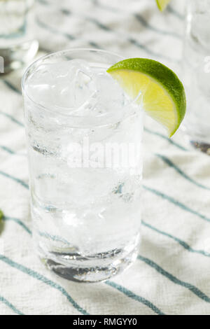 Alcoholic Tequila And Soda Water with Lime Stock Photo