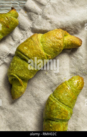 Homemade Green Tea Matcha Croissants Ready to Eat Stock Photo
