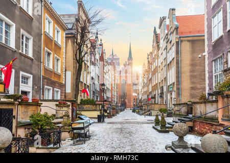 Mariacka street, a famous European street in Gdansk near the Basilica of the Assumption of the Blessed Virgin Mary. Stock Photo