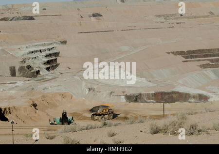 Lectra Haul truck in the open pit Rio Tinto Boron Mine (formerly the U.S. Borax Boron Mine) , Boron CA USA Stock Photo