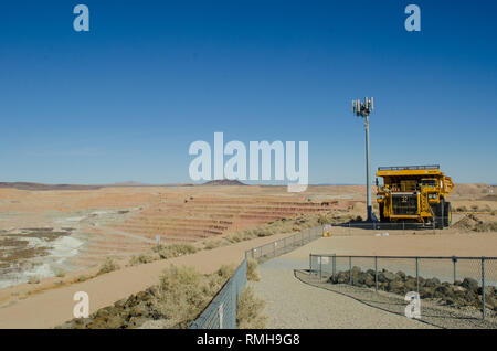 Lectra Haul truck at The open pit Rio Tinto Boron Mine (formerly the U.S. Borax Boron Mine) , Boron CA USA Stock Photo