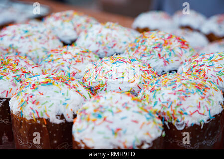 Easter cakes. Happy easter. top view Stock Photo