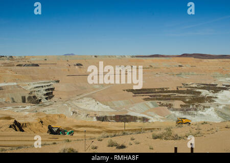 The open pit Rio Tinto Boron Mine (formerly the U.S. Borax Boron Mine) , Boron CA USA Stock Photo