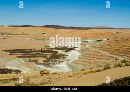 The open pit Rio Tinto Boron Mine (formerly the U.S. Borax Boron Mine) , Boron CA USA Stock Photo