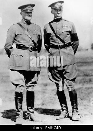 American General John J. Pershing and Colonel G. C. Marshall, Jr. Both men are members of the American infantry. Undated picture. Stock Photo