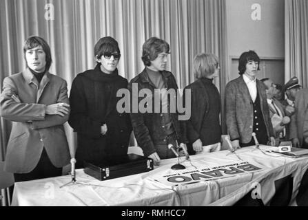 Rolling Stones: (from left) Charlie Watts, Bill Wyman, Mick Jagger, Brian Jones and Keith Richards. Stock Photo