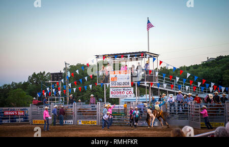 Texas rodeo bareback riding event Stock Photo