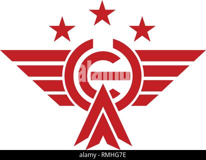 initial CH flying eagle bird logo template vector illustration and inspiration icon element isolated Stock Vector