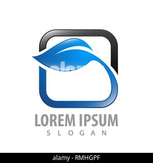 Rounded square leaf logo concept design. Symbol graphic template element Stock Vector