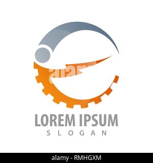 Lightning gear logo concept design. Symbol graphic template element Stock Vector