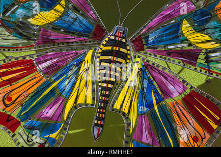 Close-up of colorful butterflies made of fabric decorating the street.  Manacor, island of Mallorca, Spain Stock Photo - Alamy