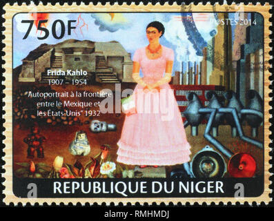 Self portrait by Frida Kahlo on stamp of Niger Stock Photo Alamy