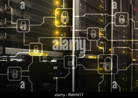 Blochain information encryption. Cyber security, crypto currency. Stock Photo