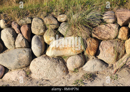 Frisian stone wall in the evening light Stock Photo