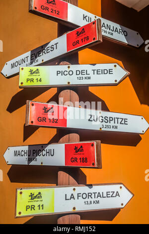 La Gomera, Spain - April 2013 : Colorful direction pole at La Gomera, Canary Islands Stock Photo
