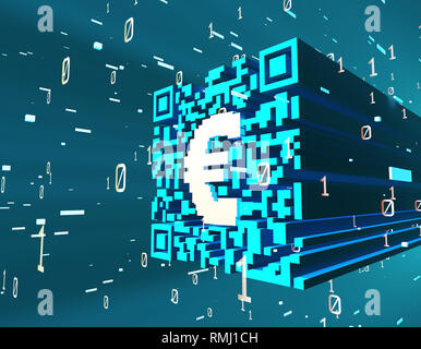 Technical data QR code and Euro, data identification Stock Photo