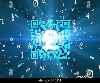 Technological data QR code and pound, data identification Stock Photo