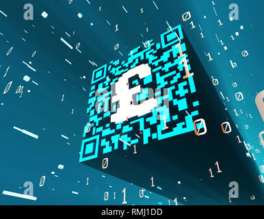 Technological data QR code and pound, data identification Stock Photo