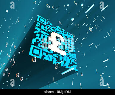 Technological data QR code and pound, data identification Stock Photo