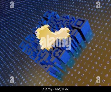 Technological data QR code and China map, data identification Stock Photo