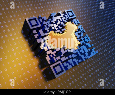 Technological data QR code and China map, data identification Stock Photo