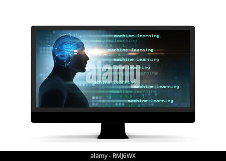 Machine learning and cognitive computing - 3d rendering Stock Photo