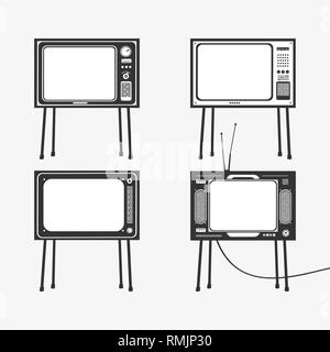 Vector Illustration Set of Retro TV Icons Stock Vector