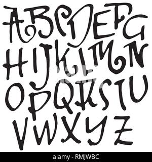 Simple alphabet letters. Handdrawn grunge ink font. Vector illustration. Stock Vector