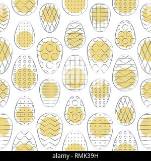 Easter seamless pattern. Flat design. Easter eggs with golden elements. Vector Illustration. Stock Vector