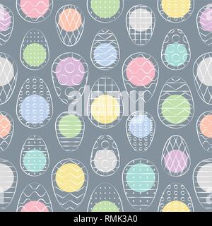 Easter seamless pattern. Colorful Easter eggs. Flat design. Vector Illustration. Stock Vector
