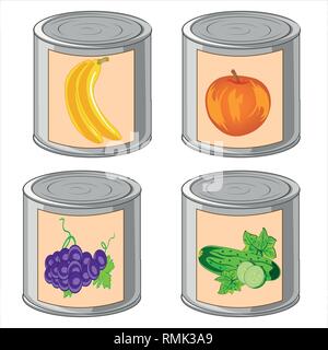 Banks with compote on white background is insulated Stock Vector