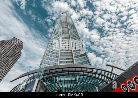 Gold Coast, Australia - January 6, 2019: looking up at Q1 building in Surfers Paradise Stock Photo