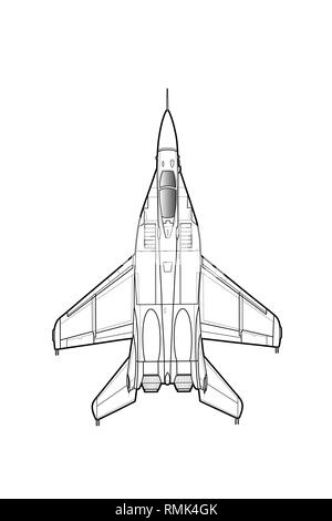 Modern Russian jet fighter aircraft. Vector draw Stock Vector