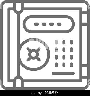 Electronic safe, personal protection, cryptography line icon. Stock Vector