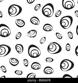 Organic Irregular Rounded Shapes. Abstract Geometric Background Design. Vector Seamless Black and White Pattern. Stock Vector