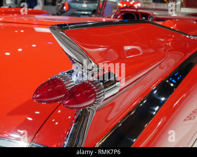 1959 Cadillac Eldorado Biarritz Convertible tail fin and tail lights. 2019 Chicago Auto Show.