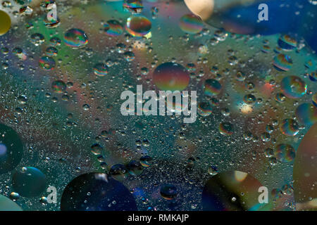 floating in the water abstract colorful oil drops Stock Photo