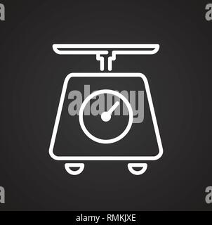 Scales line icon on black background for graphic and web design, Modern simple vector sign. Internet concept. Trendy symbol for website design web button or mobile app. Stock Vector