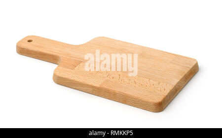 Wooden cutting board isolated on white Stock Photo