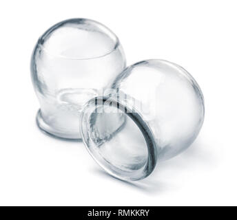 Medical cupping glasses isolated on white Stock Photo