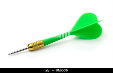 Green plastic darts arrow isolated on white Stock Photo