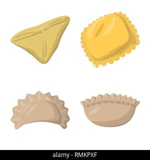 Vector design of dumplings and food  logo. Set of dumplings and stuffed stock symbol for web. Stock Vector