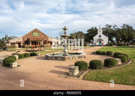 Round Top, Texas, United States of America - December 27, 2016. Henkel Square Market in Round Top, TX, with historic buildings. Stock Photo