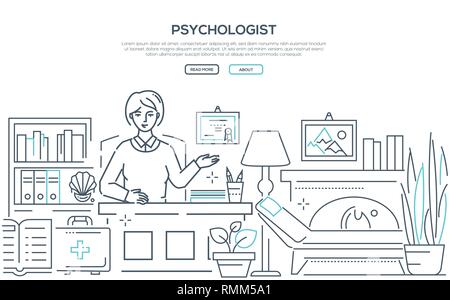 Psychologist - modern line design style web banner Stock Vector
