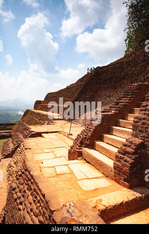 Sigiriya, Sri Lanka - January 22,2019: Ruins on top of Sigiriya Lion's rock palace The name refers to a site of historical and archaeological signific Stock Photo