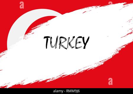 Brush stroke background with Grunge styled flag of Turkey Stock Vector