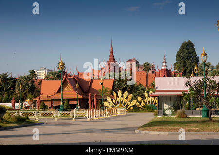 Cambodia, Phnom Penh, City Centre, Street 19, National Museum from Veal Preah Man square Stock Photo